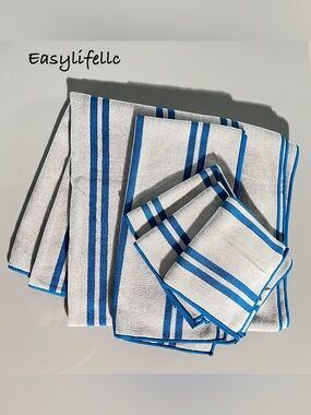 Norwex Blue and White Striped towels set